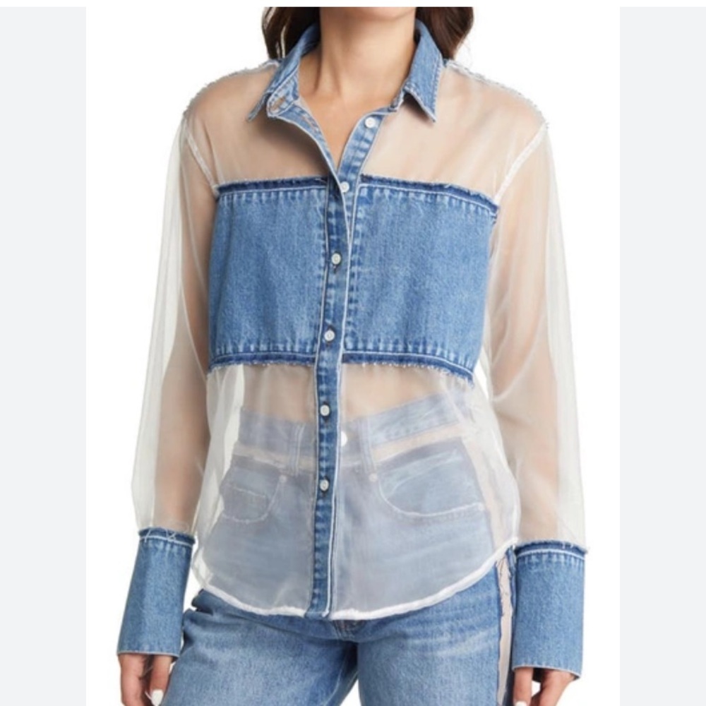 $498 Frame Atelier sheer blouse